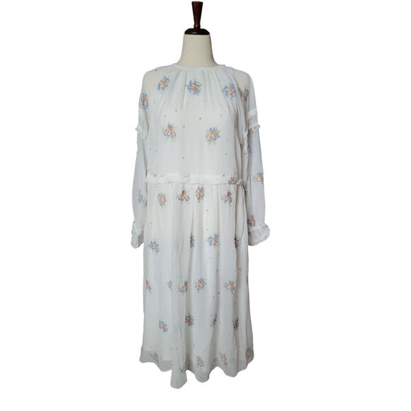 ASOS Lost Ink midi dress ruffle sleeve detail‎ and floral embroidery size 12 NWT - Picture 5 of 7